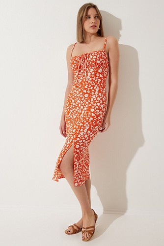 Abito midi estivo arancione - , a