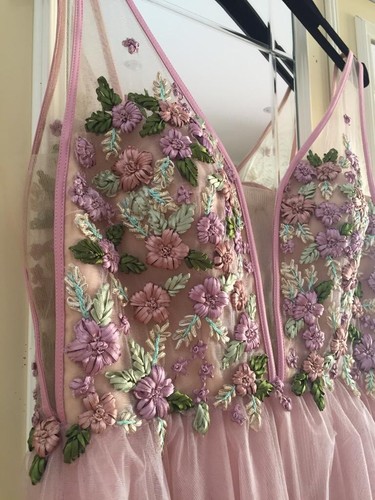 Vestito rosa fiori elegante - a,