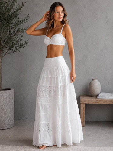 Maxi gonna bohemien - ,, bianca