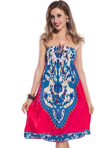 Donna prendisole fiori fucsia - prendisole,