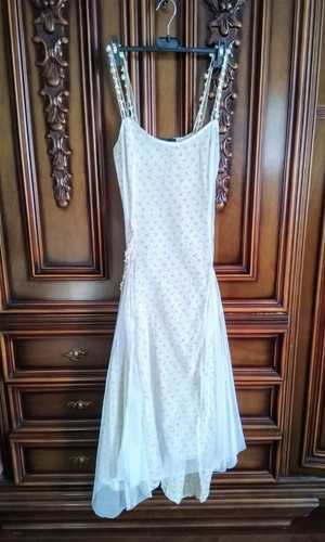 Vestito lungo scollato beige - , a