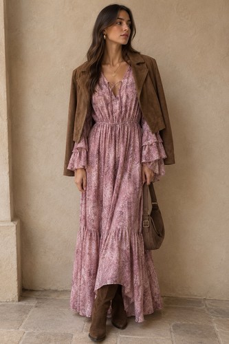 Vestito maxi lungo donna rosa - vestito,
